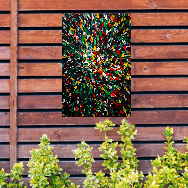 Kleurrijk abstract kunstwerk met geometrische vormen tuinposter