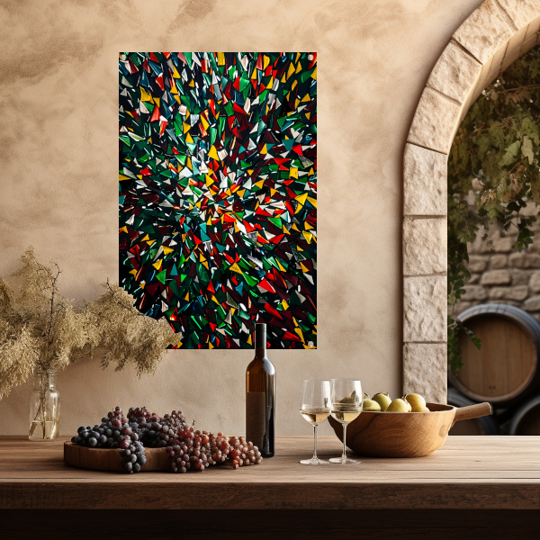 Kleurrijk abstract kunstwerk met geometrische vormen tuinposter