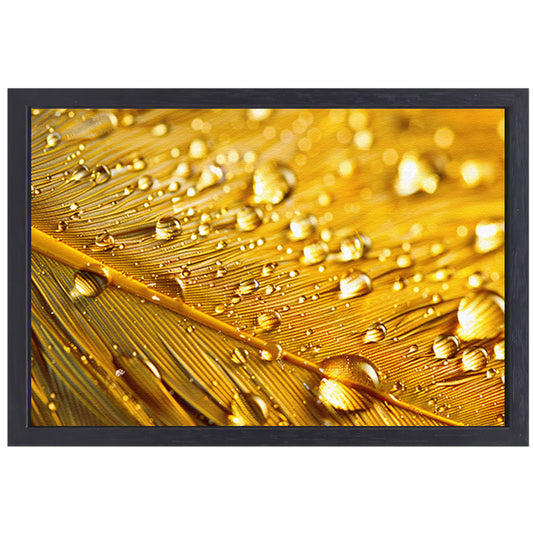 Gouden blad met waterdruppels canvas met baklijst
