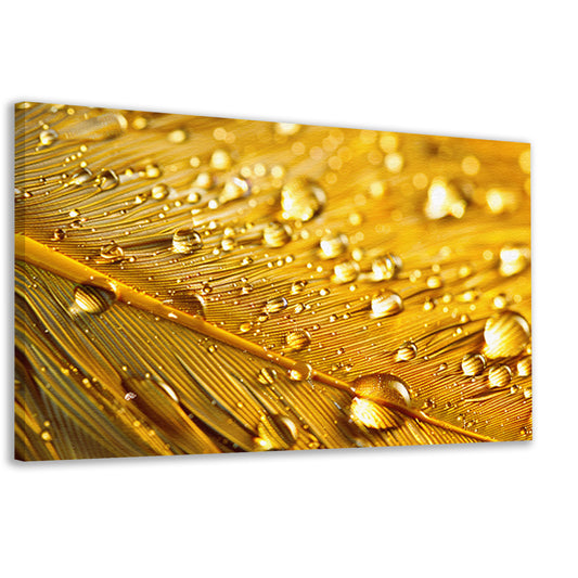 Gouden blad met waterdruppels canvas