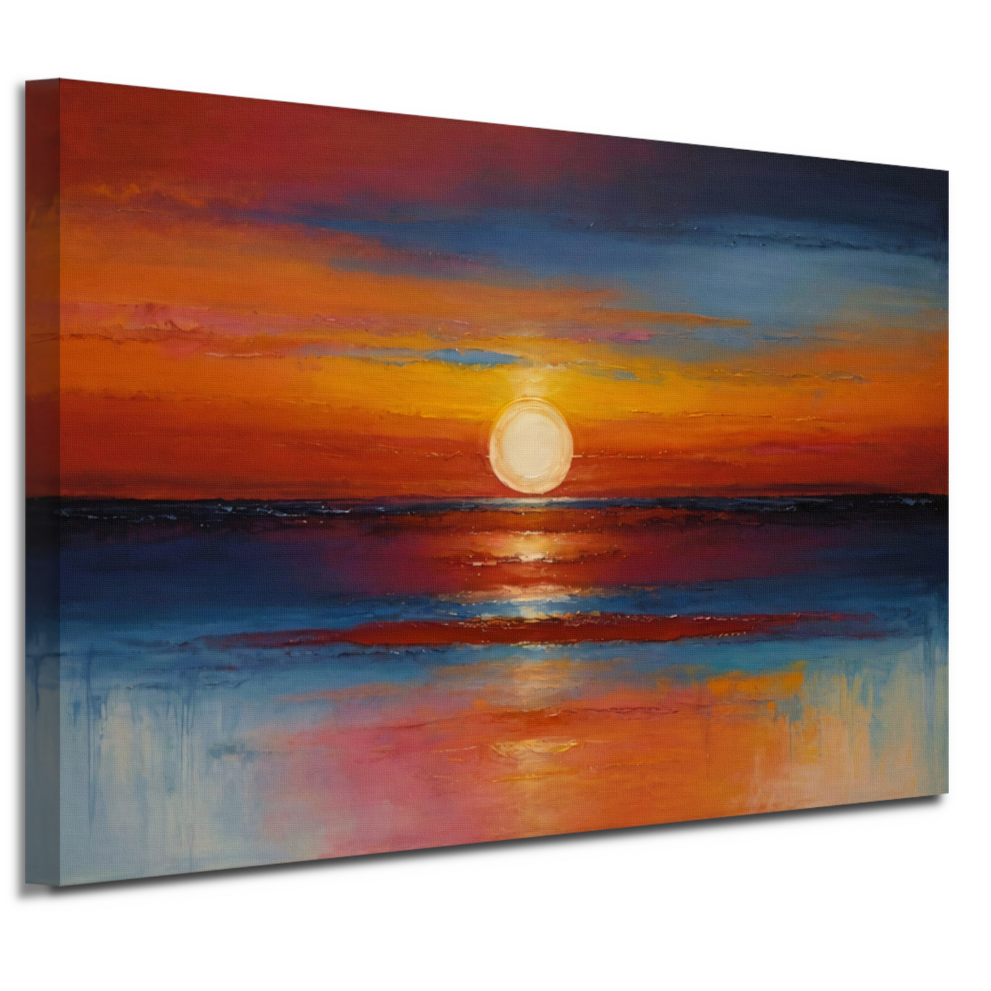 Levendige zonsondergang zee oranje reflecties canvas