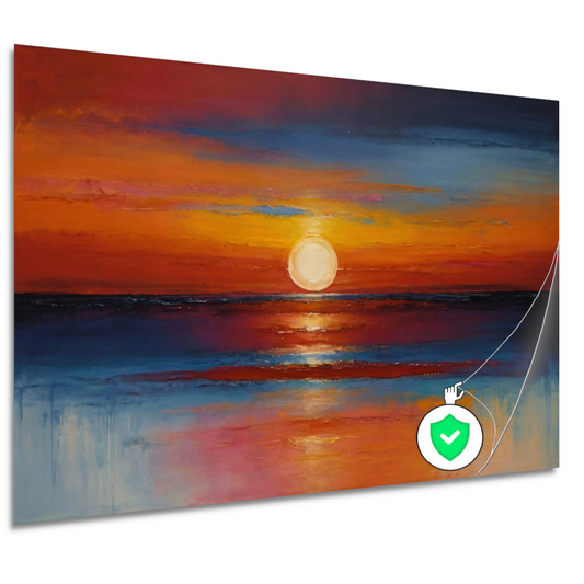 Levendige zonsondergang zee oranje reflecties poster