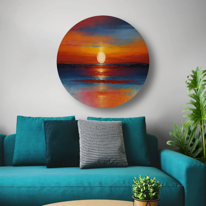 Levendige zonsondergang zee oranje reflecties forex muurcirkel