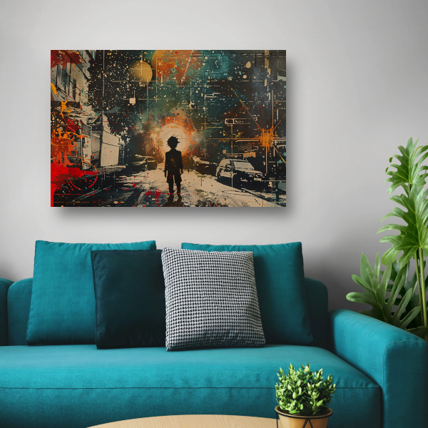 Silhouet tegen een oranje nachtlucht acrylglas