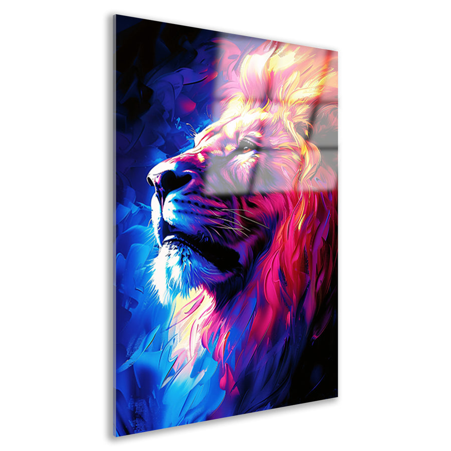 Abstract schilderij van een kleurrijke leeuw acrylglas