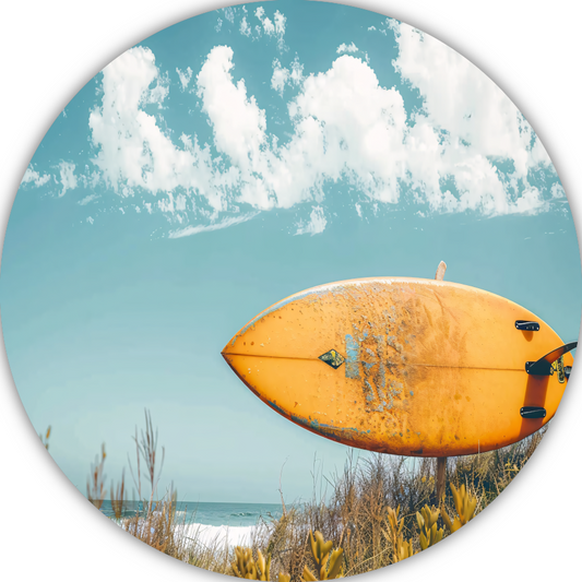 Minimalistische surfplank op het strand forex muurcirkel