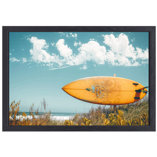 Minimalistische surfplank op het strand canvas met baklijst