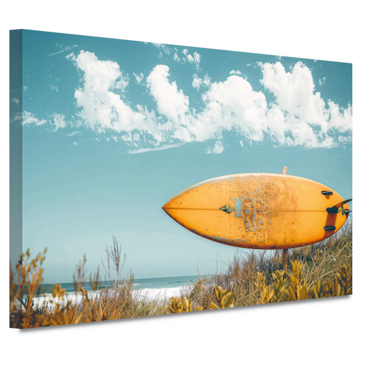 Minimalistische surfplank op het strand canvas