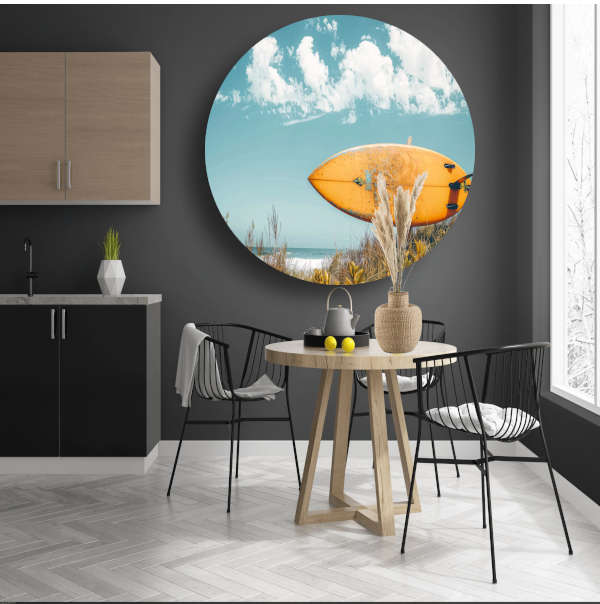 Minimalistische surfplank op het strand forex muurcirkel