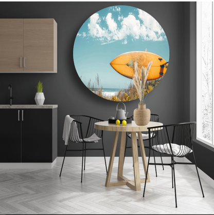 Minimalistische surfplank op het strand forex muurcirkel