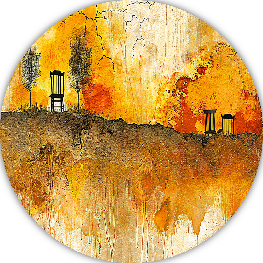 Impressionistisch Landschap met Stoelen forex muurcirkel