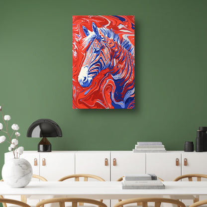 Pop art zebra schilderij met felle kleuren acrylglas