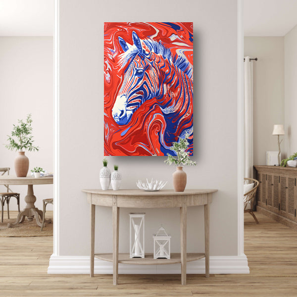 Pop art zebra schilderij met felle kleuren canvas