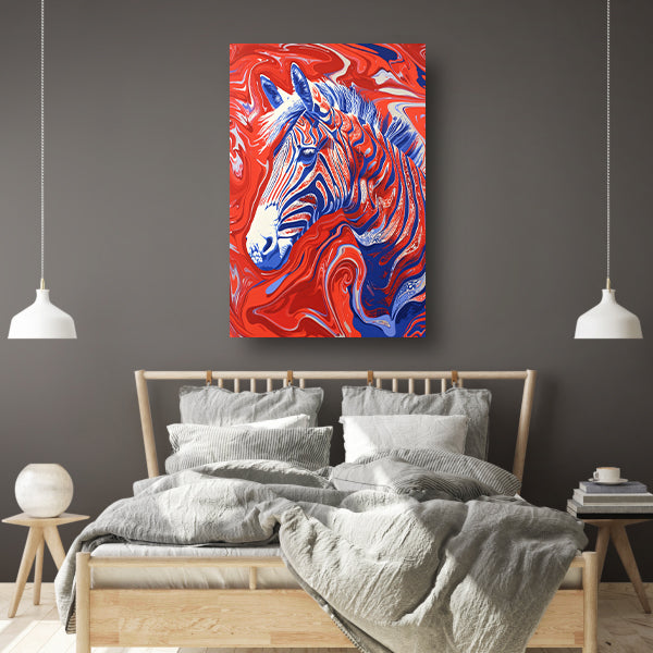 Pop art zebra schilderij met felle kleuren canvas