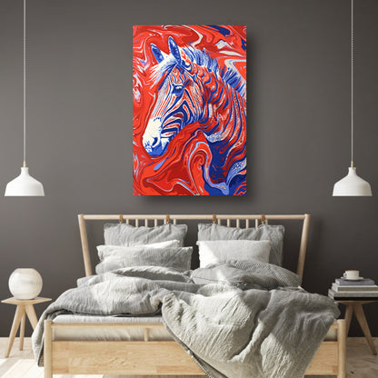 Pop art zebra schilderij met felle kleuren acrylglas