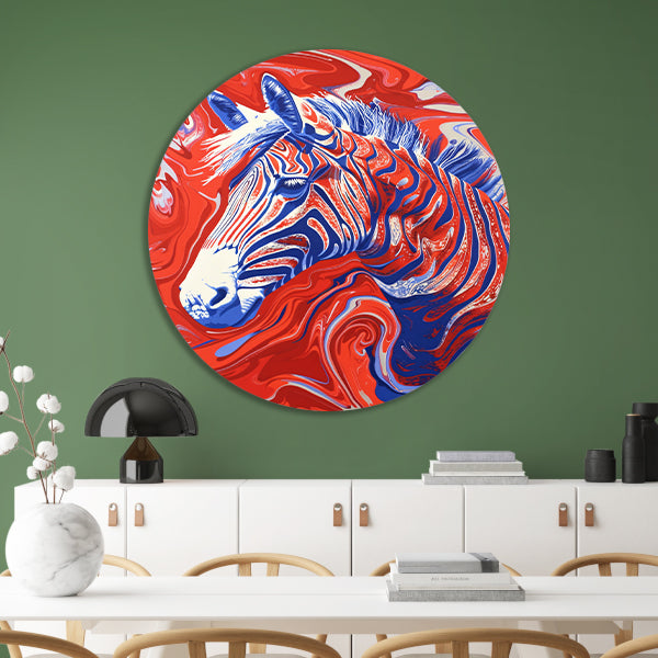 Pop art zebra schilderij met felle kleuren forex muurcirkel