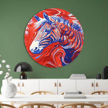Pop art zebra schilderij met felle kleuren forex muurcirkel
