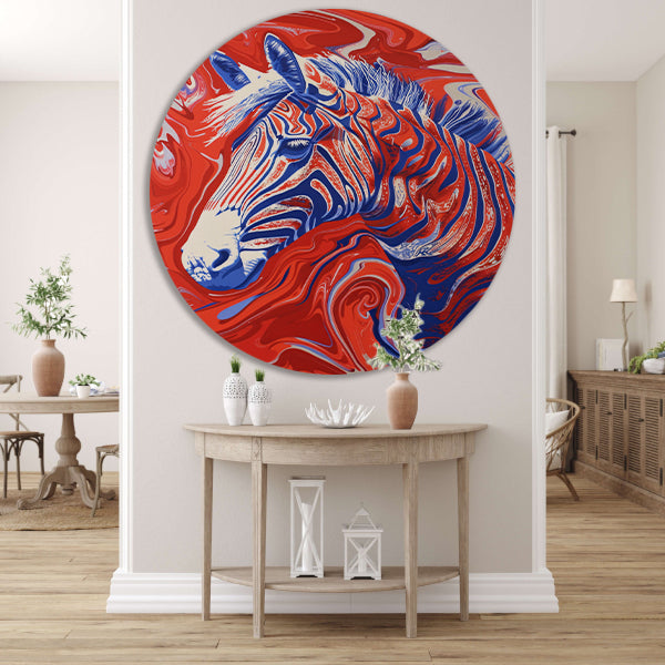 Pop art zebra schilderij met felle kleuren forex muurcirkel