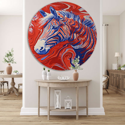 Pop art zebra schilderij met felle kleuren forex muurcirkel