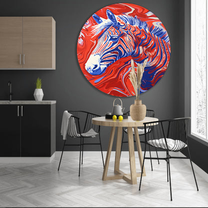 Pop art zebra schilderij met felle kleuren forex muurcirkel