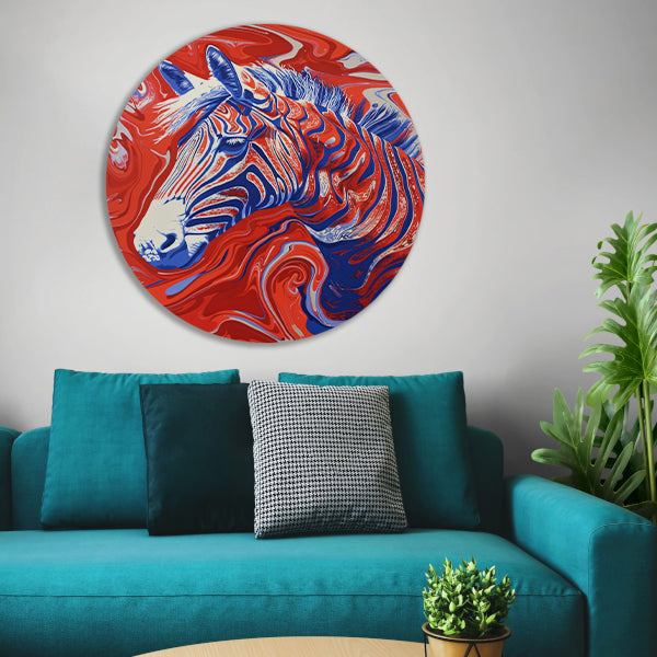 Pop art zebra schilderij met felle kleuren forex muurcirkel