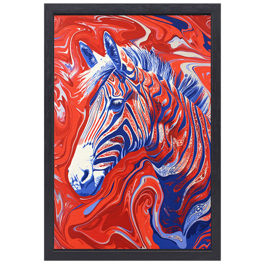 Pop art zebra schilderij met felle kleuren canvas met baklijst