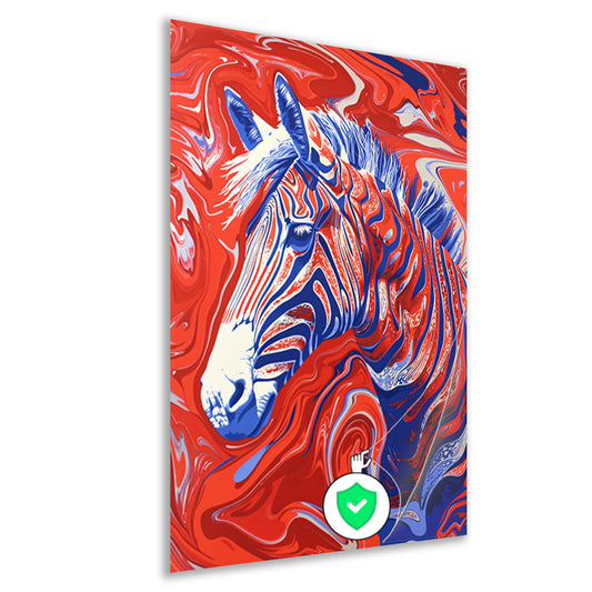 Pop art zebra schilderij met felle kleuren poster