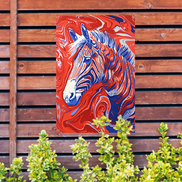 Pop art zebra schilderij met felle kleuren tuinposter