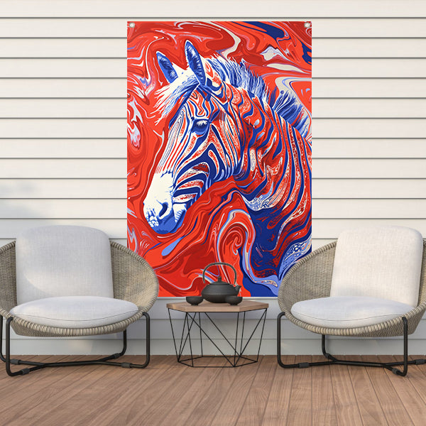 Pop art zebra schilderij met felle kleuren tuinposter