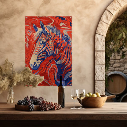 Pop art zebra schilderij met felle kleuren tuinposter