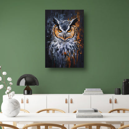De Intense Blik van een Kleurrijke Uil canvas
