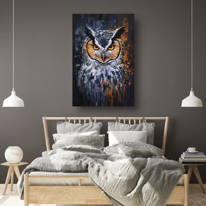 De Intense Blik van een Kleurrijke Uil poster
