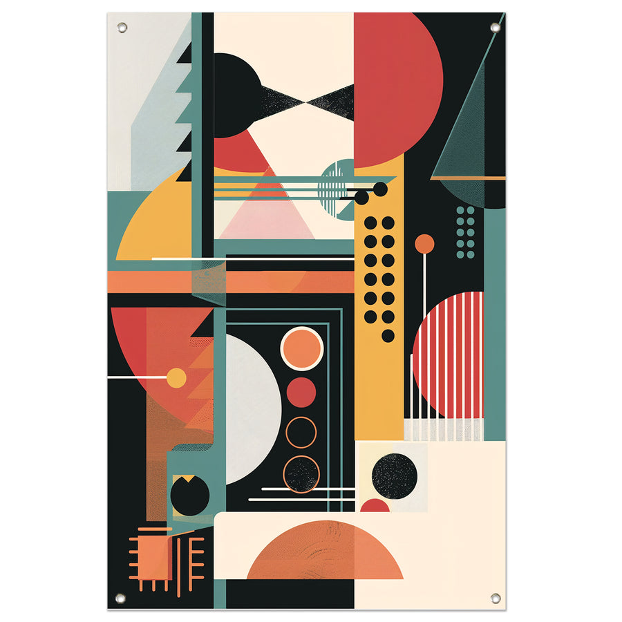 Abstract compositie met primaire kleuren tuinposter