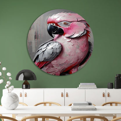 Portret van een Roze en Grijze Papegaai aluminium muurcirkel