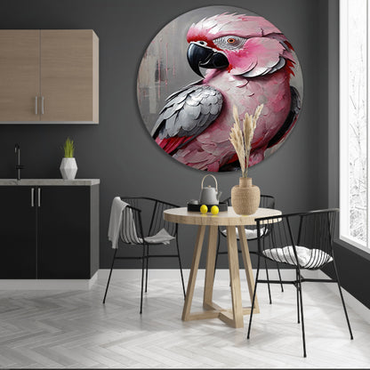 Portret van een Roze en Grijze Papegaai aluminium muurcirkel