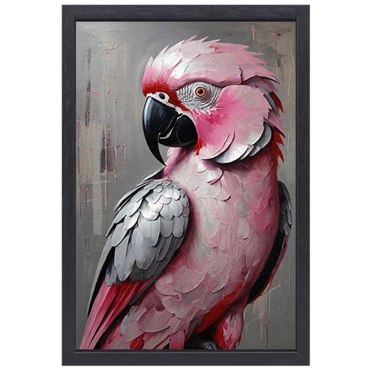 Portret van een Roze en Grijze Papegaai canvas met baklijst