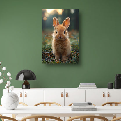 Schattig bruin konijn bij zonsondergang canvas