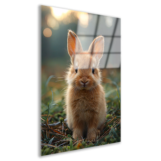 Schattig bruin konijn bij zonsondergang acrylglas