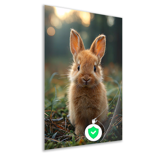 Schattig bruin konijn bij zonsondergang poster