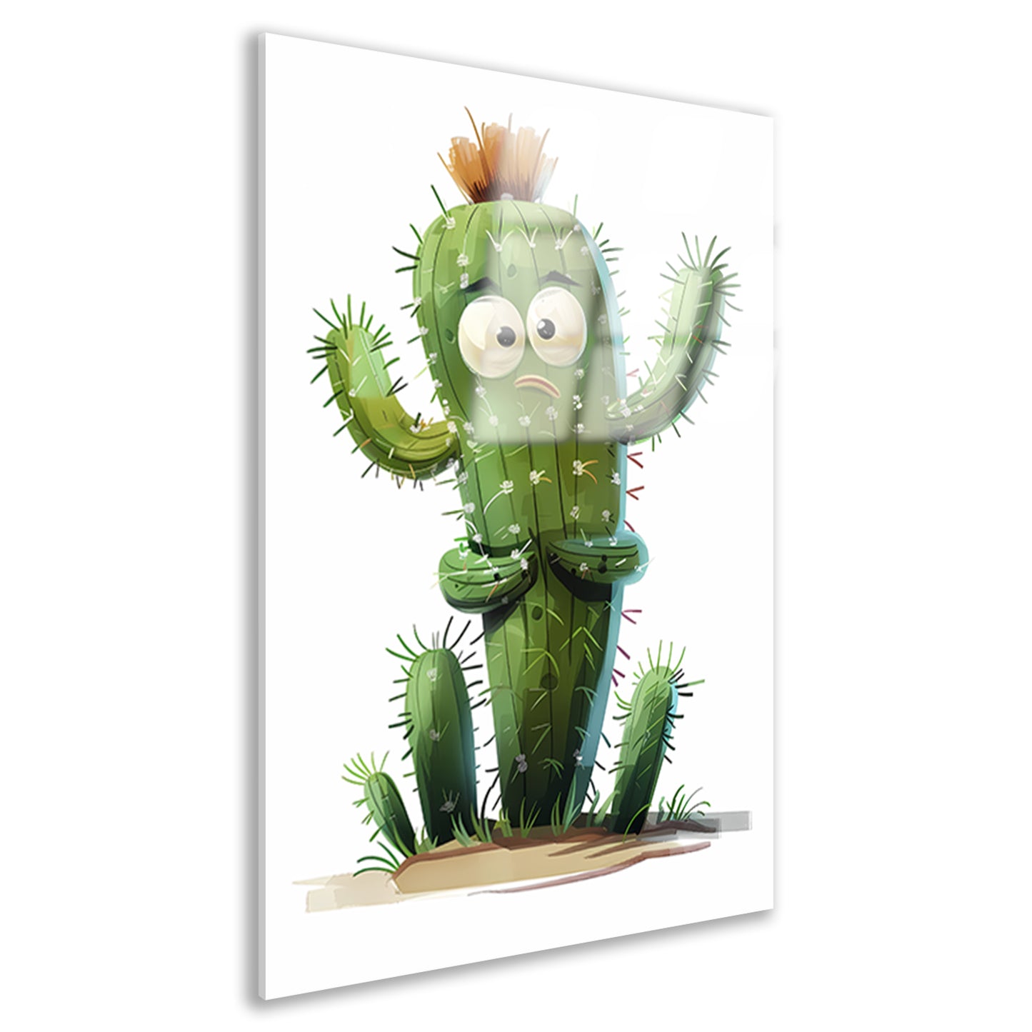 Digitale kunstprint van verbaasde cactus acrylglas