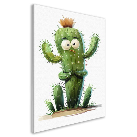 Digitale kunstprint van verbaasde cactus canvas