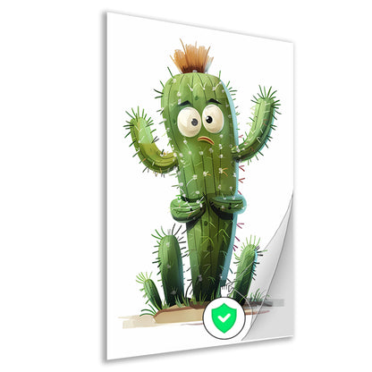 Digitale kunstprint van verbaasde cactus poster