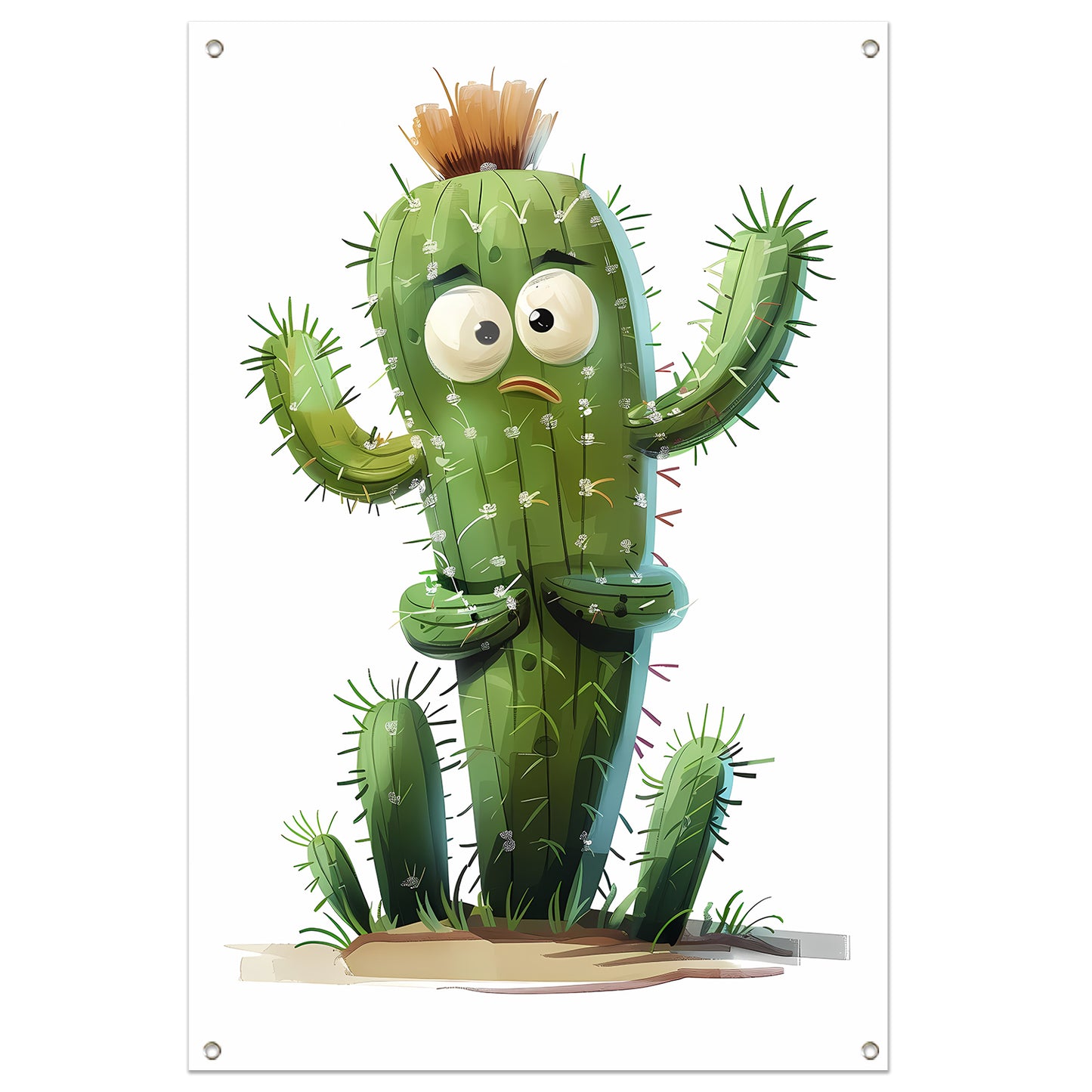 Digitale kunstprint van verbaasde cactus tuinposter