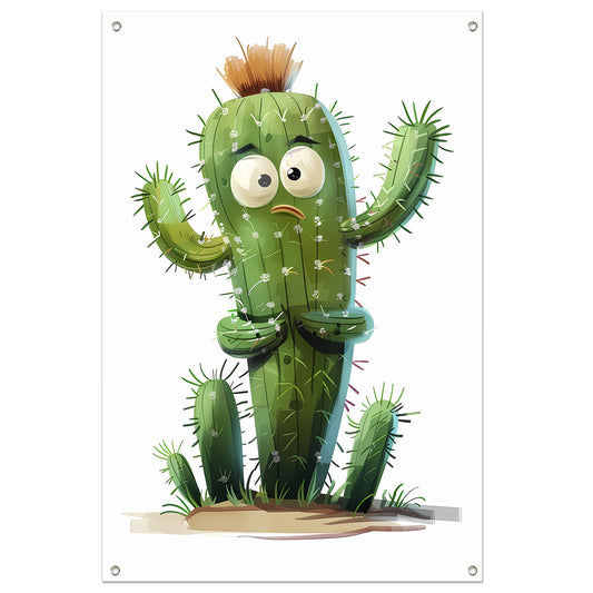 Digitale kunstprint van verbaasde cactus tuinposter