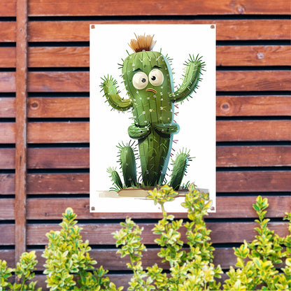 Digitale kunstprint van verbaasde cactus tuinposter