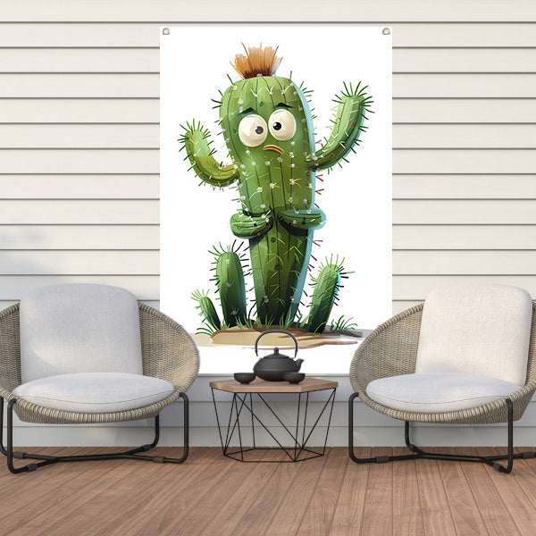 Digitale kunstprint van verbaasde cactus tuinposter