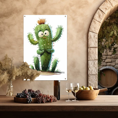 Digitale kunstprint van verbaasde cactus tuinposter