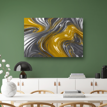 Zilveren en gele abstracte dynamiek acrylglas