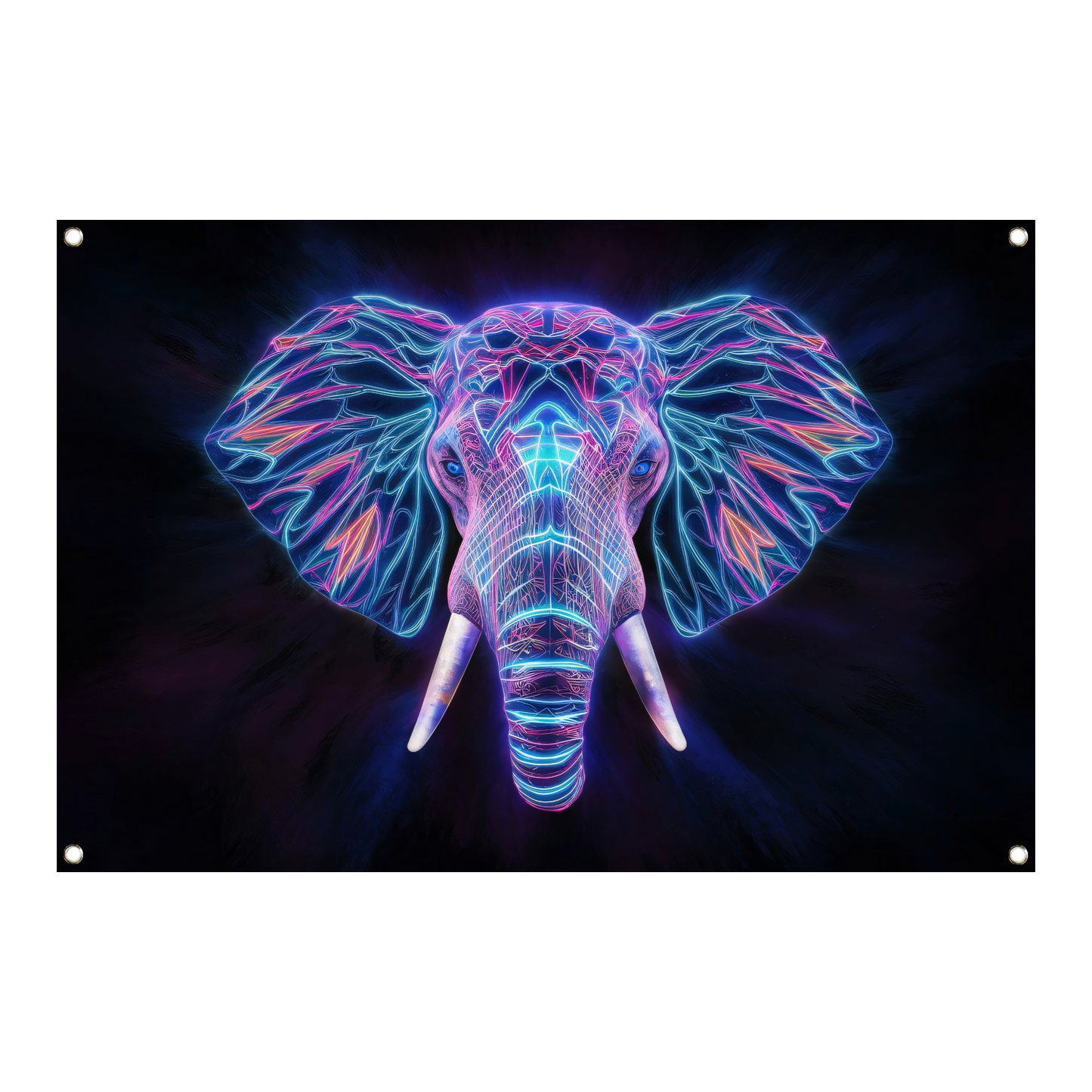 Neon holografische olifant met futuristische kleuren tuinposter