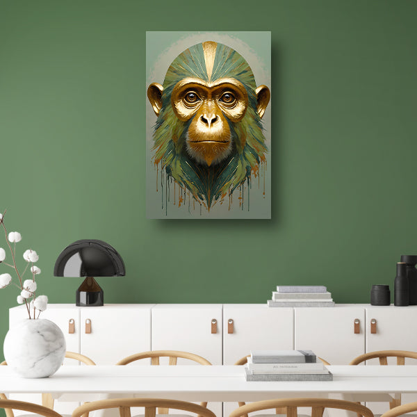 Gouden Aap met Kleurrijke Abstracte Achtergrond canvas